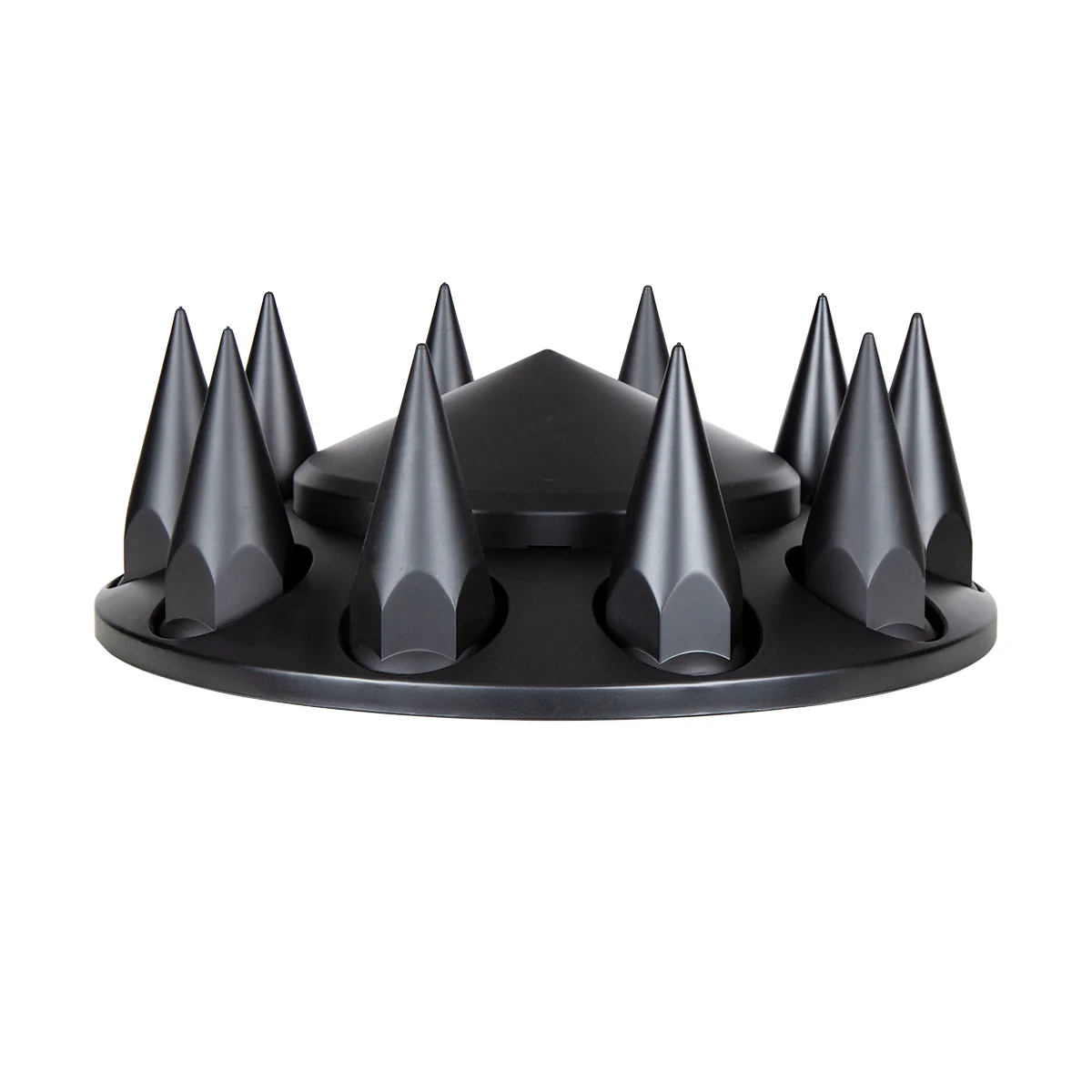 Black Spiked Wheel Hub Cover, Front