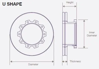 DWT001 Air Disc Rotor for Bendix 138mm U-Shape Brake