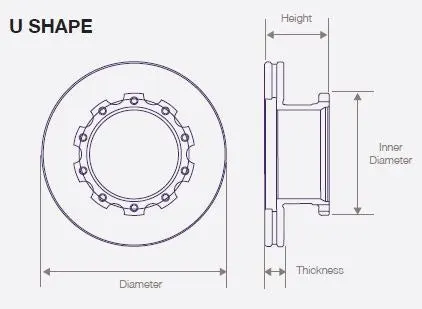 DWT002 Air Disc Rotor for Bendix 150mm U-Shape Brake